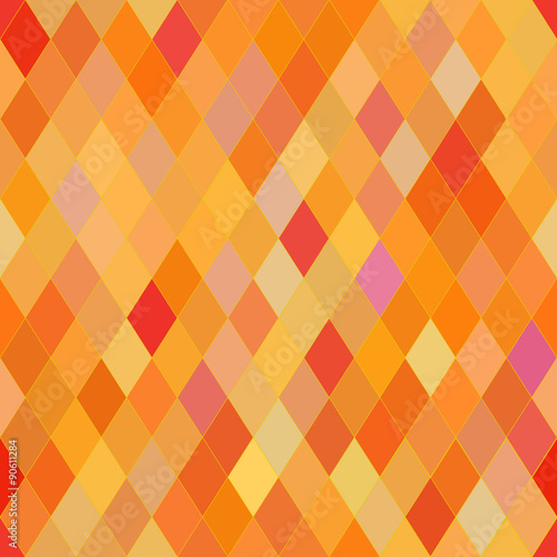Vector seamless pattern with rhombs. Abstract orange texture. Geometrical background. Warm colors.