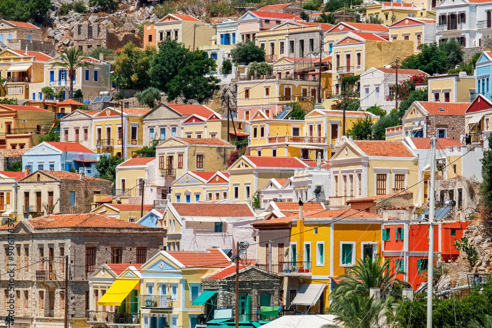 Colorful houses. Symi, Greece