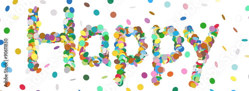 Abstract Confetti Word - Happy Letter - Colorful Panorama Vector - Konfetti, Buchstaben, Wort