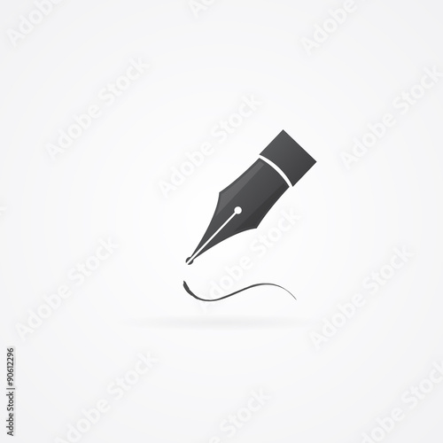 Icon of fountain pen tip isolated on white.