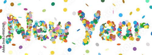 Abstract Confetti Word - New Year Letter - Colorful Panorama Vector - Konfetti, Neues Jahr, Neujahr, Buchstaben, Wort