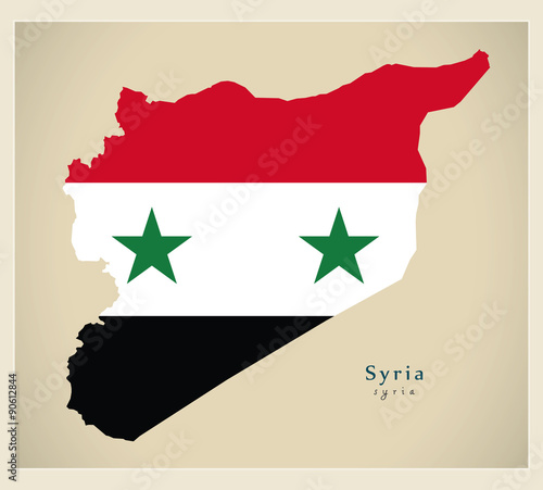 Modern Map - Syria flag colored SY