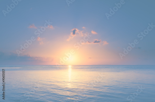 Fototapeta Naklejka Na Ścianę i Meble -  Vintage tropical beach and sky at dusk,with retro filter effect