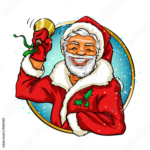Christmas label with Santa 