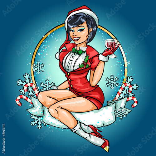 Pin Up girl in Santa costume
