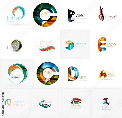 Set of universal company logo ideas, business icon collection