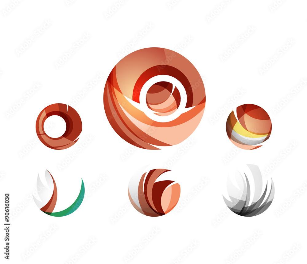 Set of globe sphere or circle logo business icons