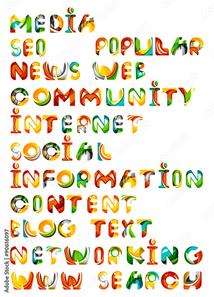 Fototapeta premium Social media in the internet - words, tags