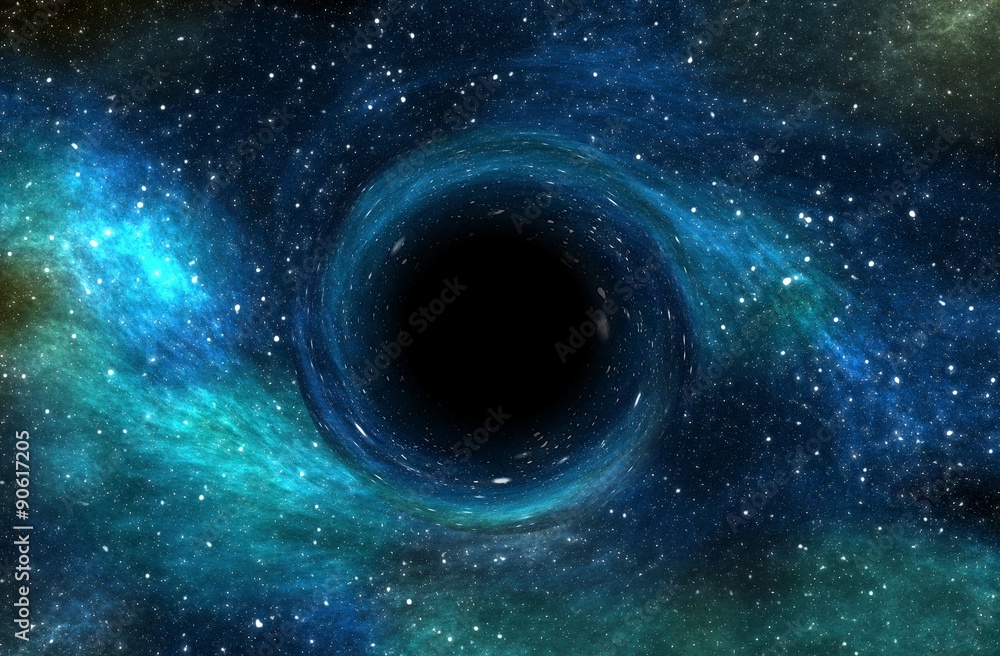 Fototapeta premium Czarna dziura nad polem gwiazdy w przestrzeni kosmicznej