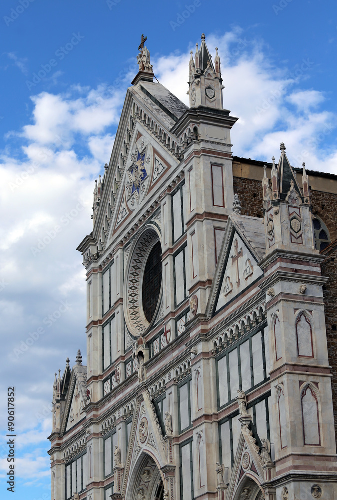 facade of ancient Church called Santa Croce in Florence