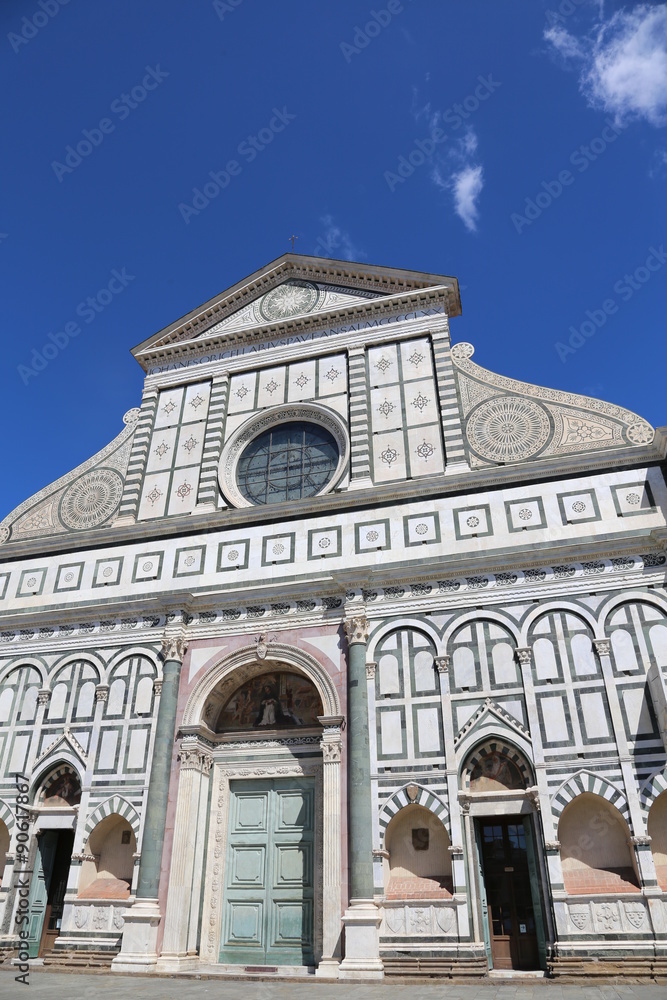 Florence Italy decorated facade of ancient Church called Santa M