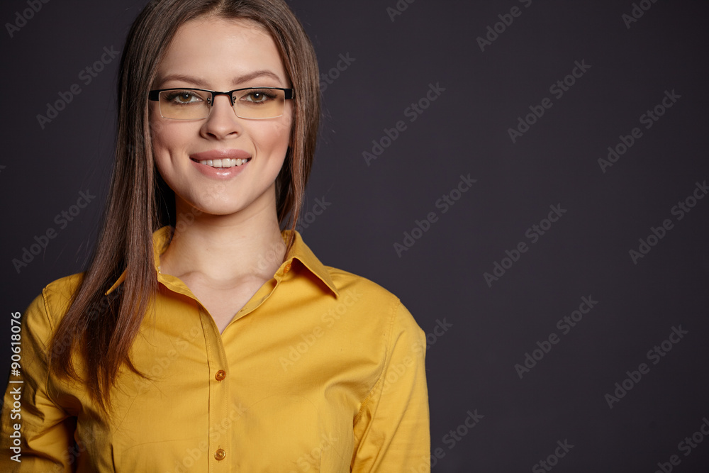 Attractive business woman smiling against copy space background Attractive business woman smiling against copy space background