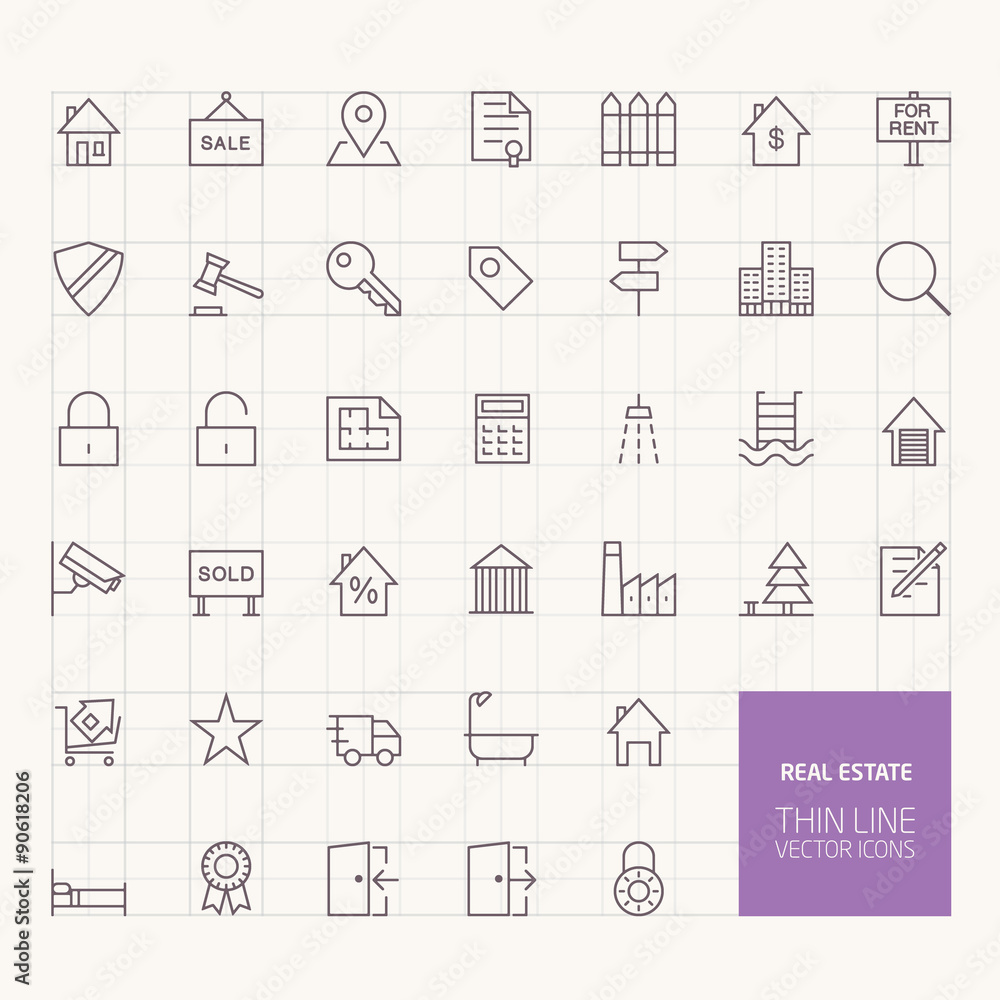 Real Estate Outline Icons for web and mobile apps Real Estate Outline Icons for web and mobile apps