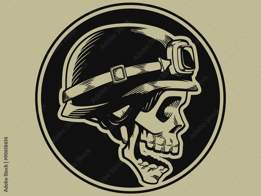 Fototapeta premium Retro Motorbike Skull Biker Badge