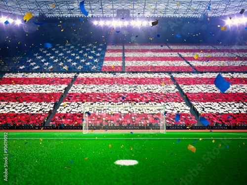 Flag america USA  of fans. Evening stadium arena Blue © Anna Stakhiv