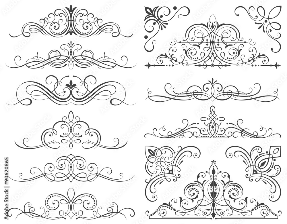 Calligraphic Frames And Scroll Elements Calligraphic Frames And Scroll Elements