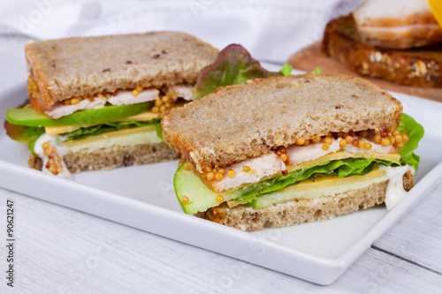 Turkey, cheddar, and green apple sandwich