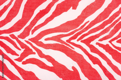 Red and white zebra pattern. Striped animal print as background.