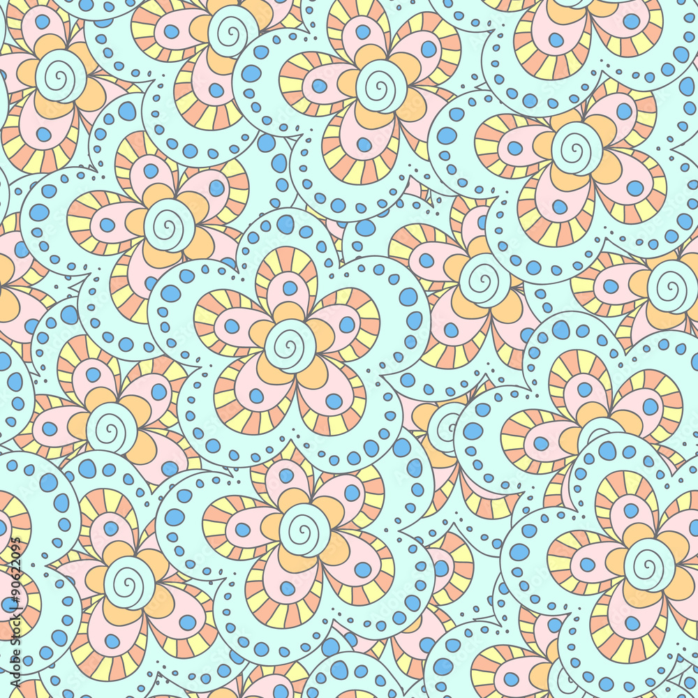 Cute seamless pattern with abstract flowers.