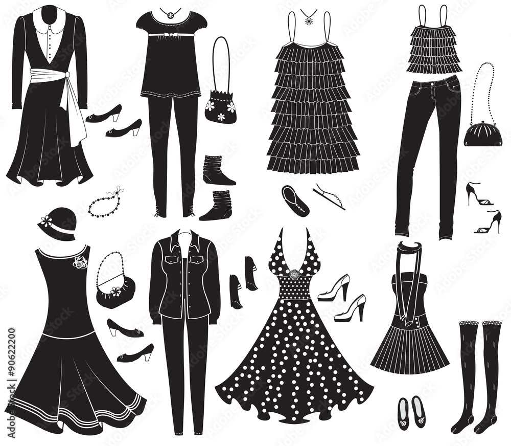 Vector fashion clothes and accessories for weman for design Vector fashion clothes and accessories for weman for design