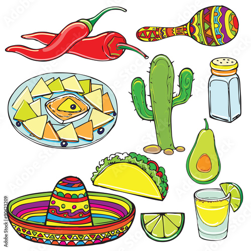 hand drawn sketch illustration Mexico