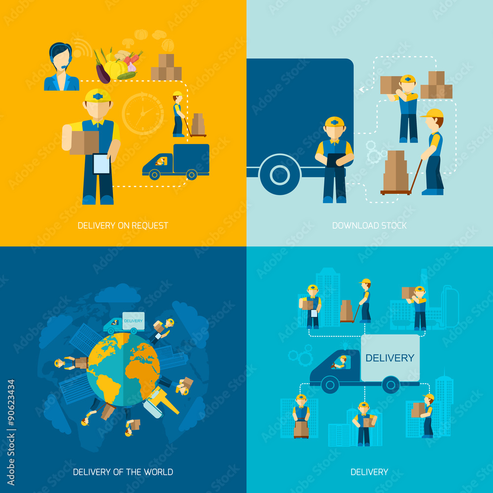 Fototapeta premium Delivery Man Icon Flat