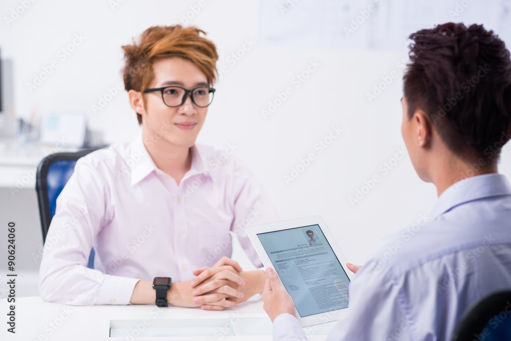 Interviewing applicant Interviewing applicant