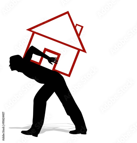 silhouette di uomo con peso della casa sulle schiena