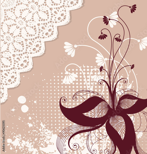 Vector floral decoration .Flowers background for text photo