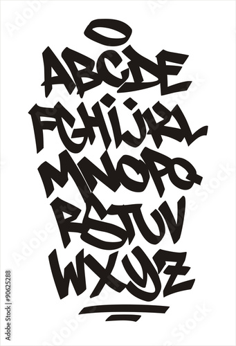 Vector graffiti font. Handwritten alphabet