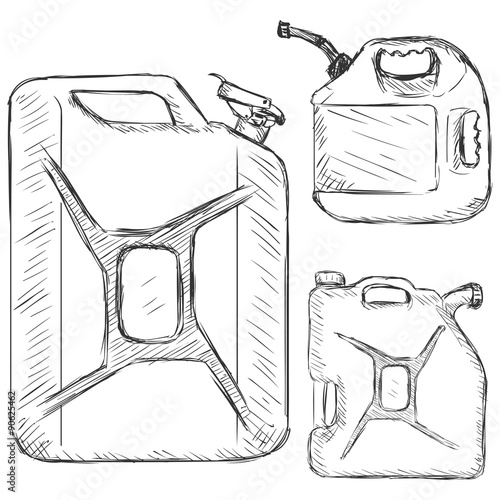 Vector Set of Sketch Jerry Cans