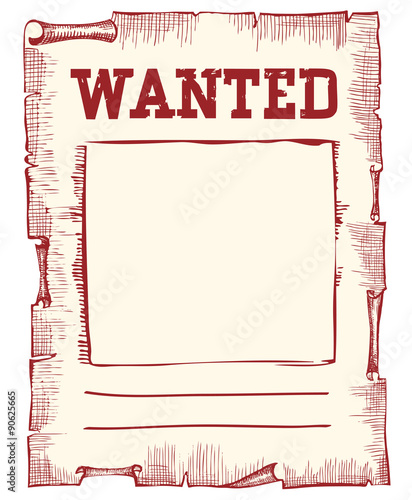 Vector wanted poster image on white