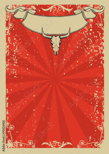 Western poster.Vector graphic image  with grunge background