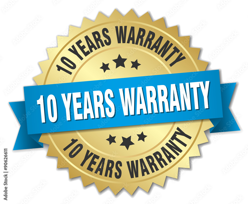 10 years warranty 3d gold badge with blue ribbon 10 years warranty 3d gold badge with blue ribbon