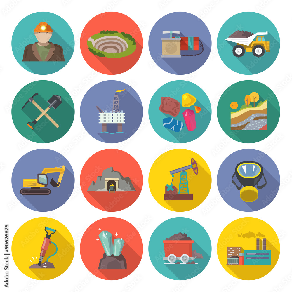 Mining Icons Flat Mining Icons Flat