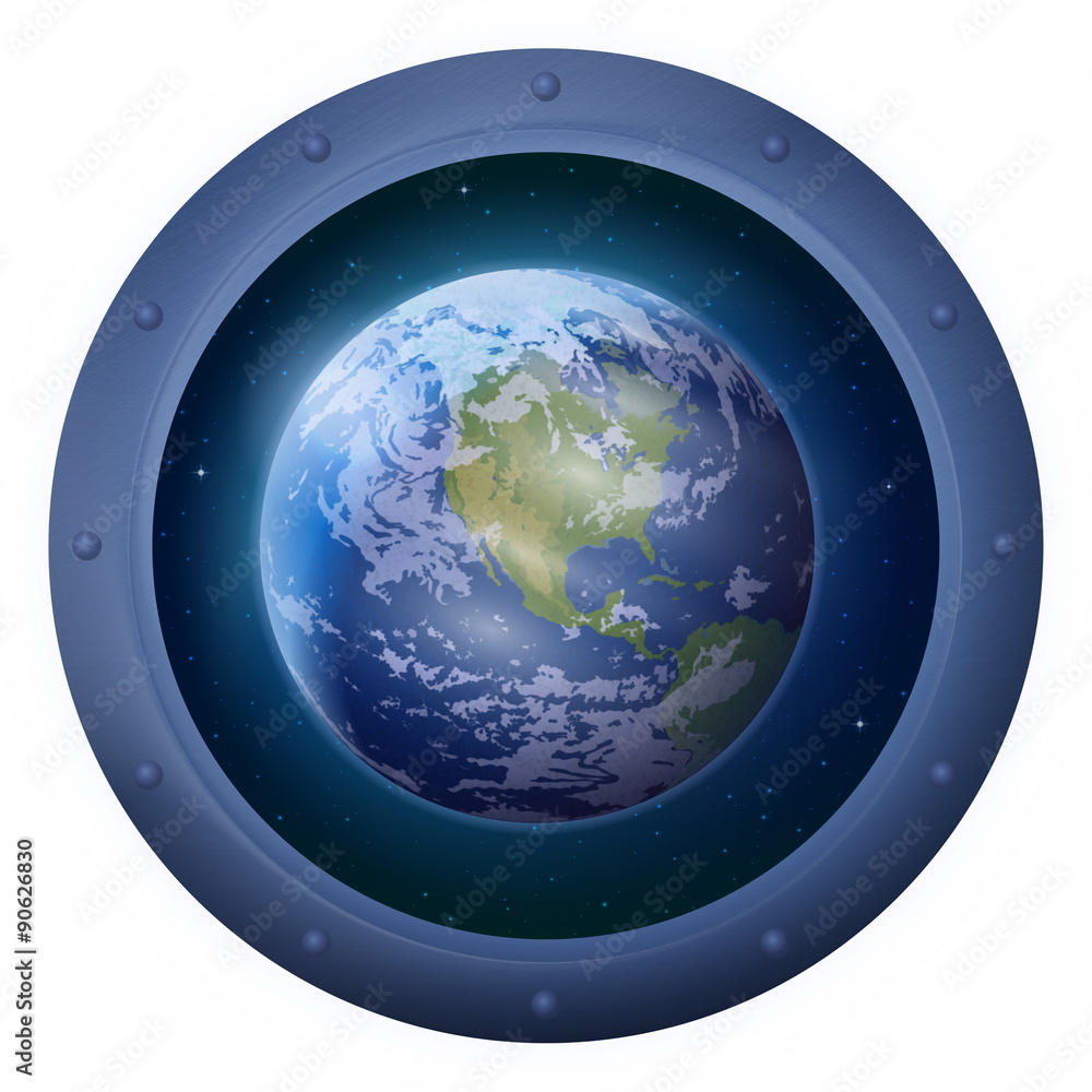 Earth and space in window Earth and space in window