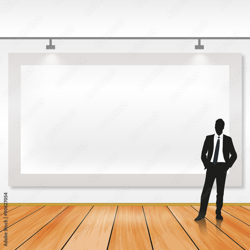 Blank billboard with businessman and board Blank billboard with businessman and board
