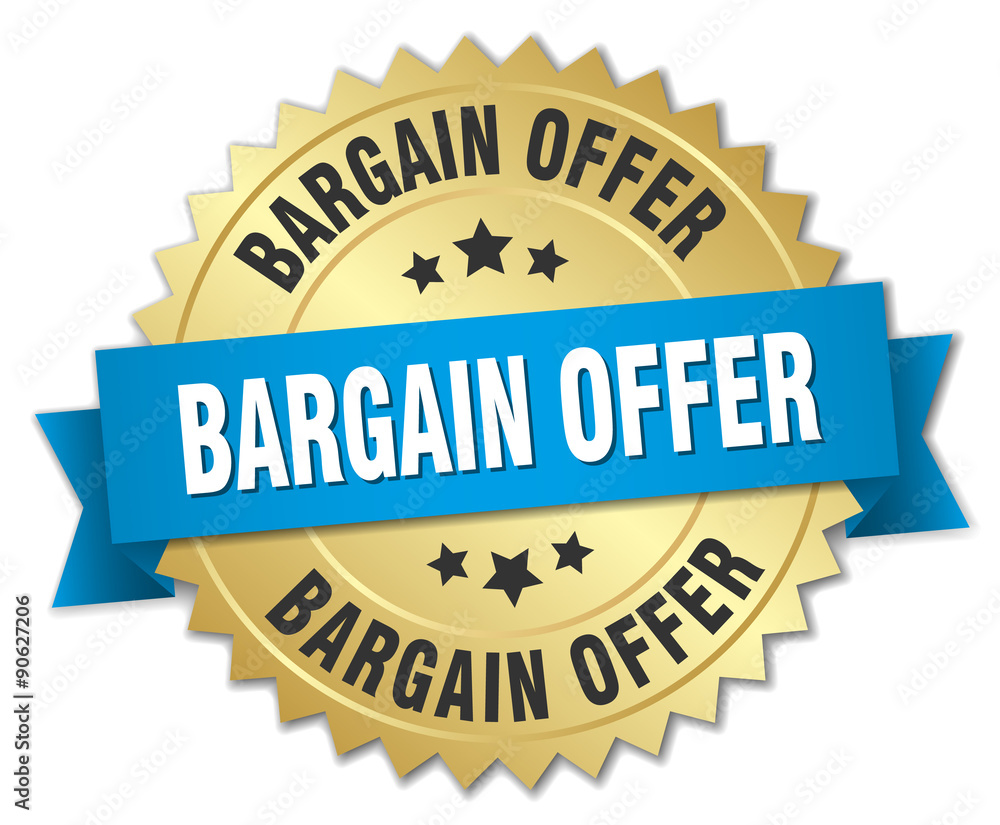 bargain offer 3d gold badge with blue ribbon bargain offer 3d gold badge with blue ribbon