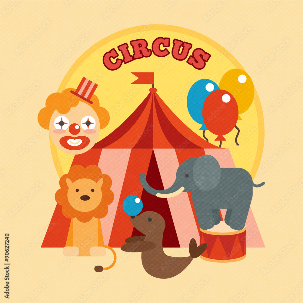 Fototapeta premium Circus Poster Flat