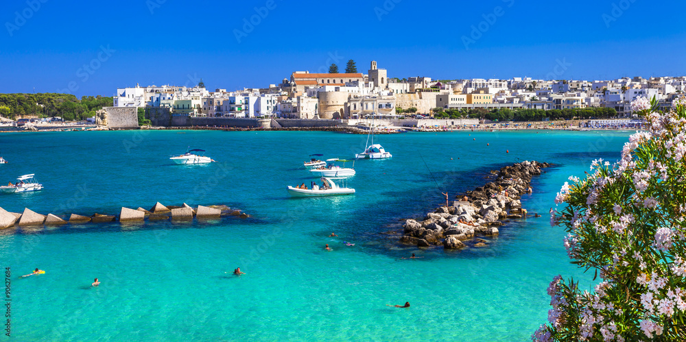 Italian holidays - beautiful Otranto with azure sea, in Puglia