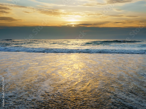 beach shore at sunset