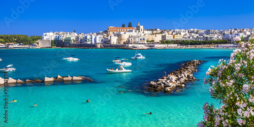 Fototapeta Naklejka Na Ścianę i Meble -  Italian holidays - beautiful Otranto with azure sea, in Puglia