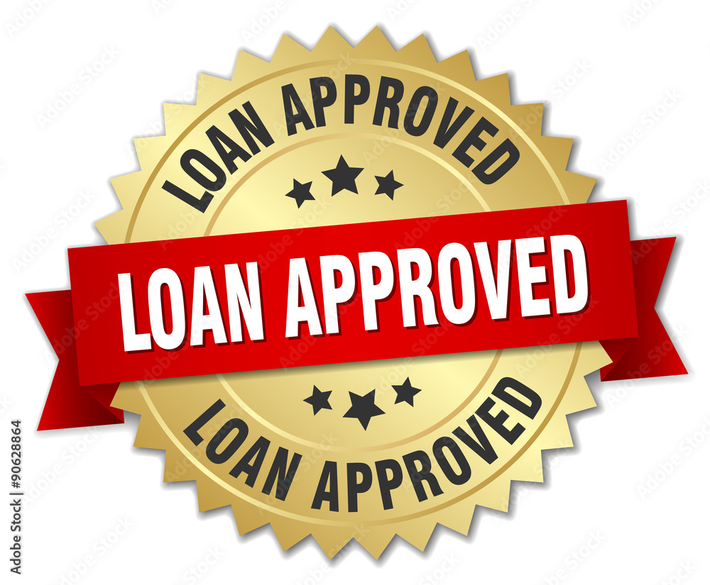 loan approved 3d gold badge with red ribbon loan approved 3d gold badge with red ribbon