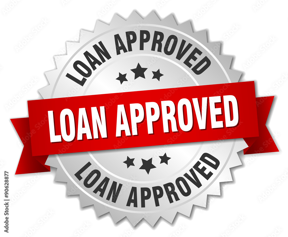 loan approved 3d silver badge with red ribbon loan approved 3d silver badge with red ribbon