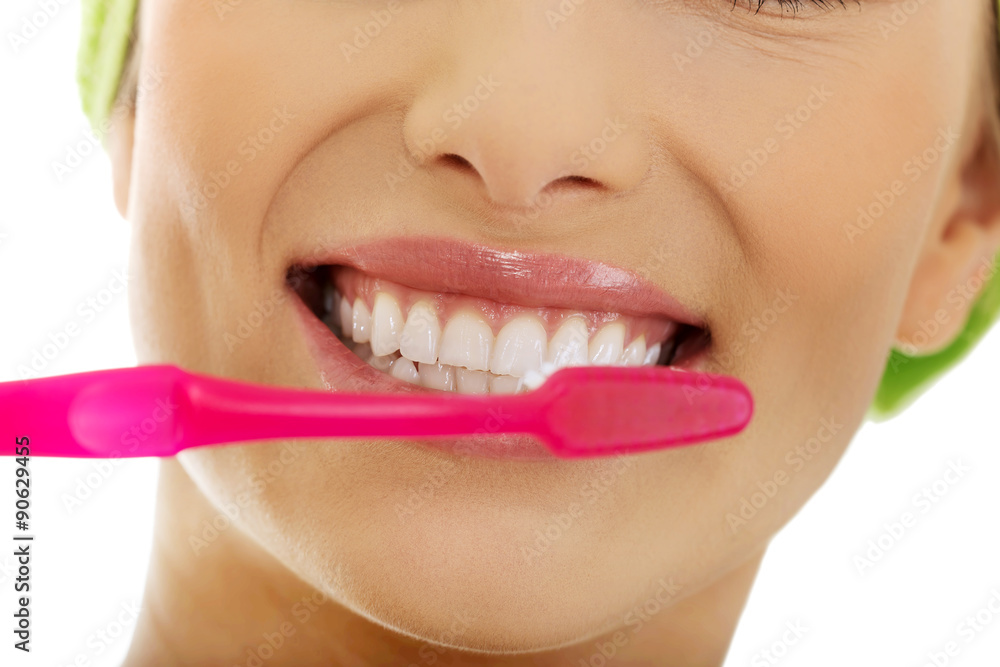 Fototapeta premium Beautiful woman with toothbrush.