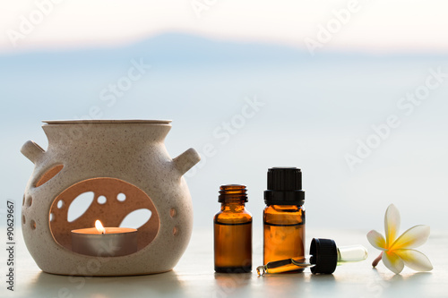 Fototapeta Naklejka Na Ścianę i Meble -  Aroma lamp and aromatherapy essential oils
