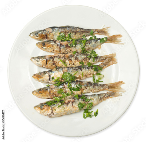 sardines to the grill isolated