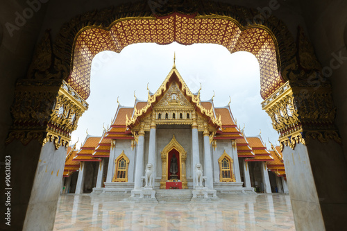 Wat Benjamaborphit or Marble Temple After Rain in Bangkok, Thai
