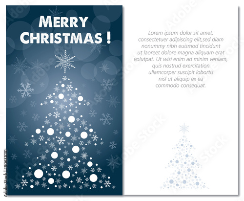 merry christmas greeting card front and interior or back illustration text is outline No shadow on the vector. 