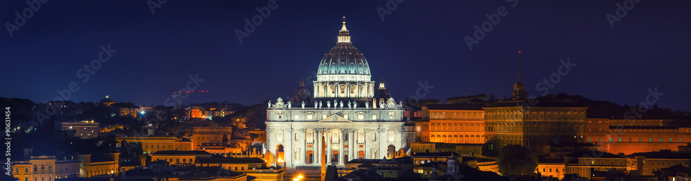 Naklejka premium St Peter Rome Night